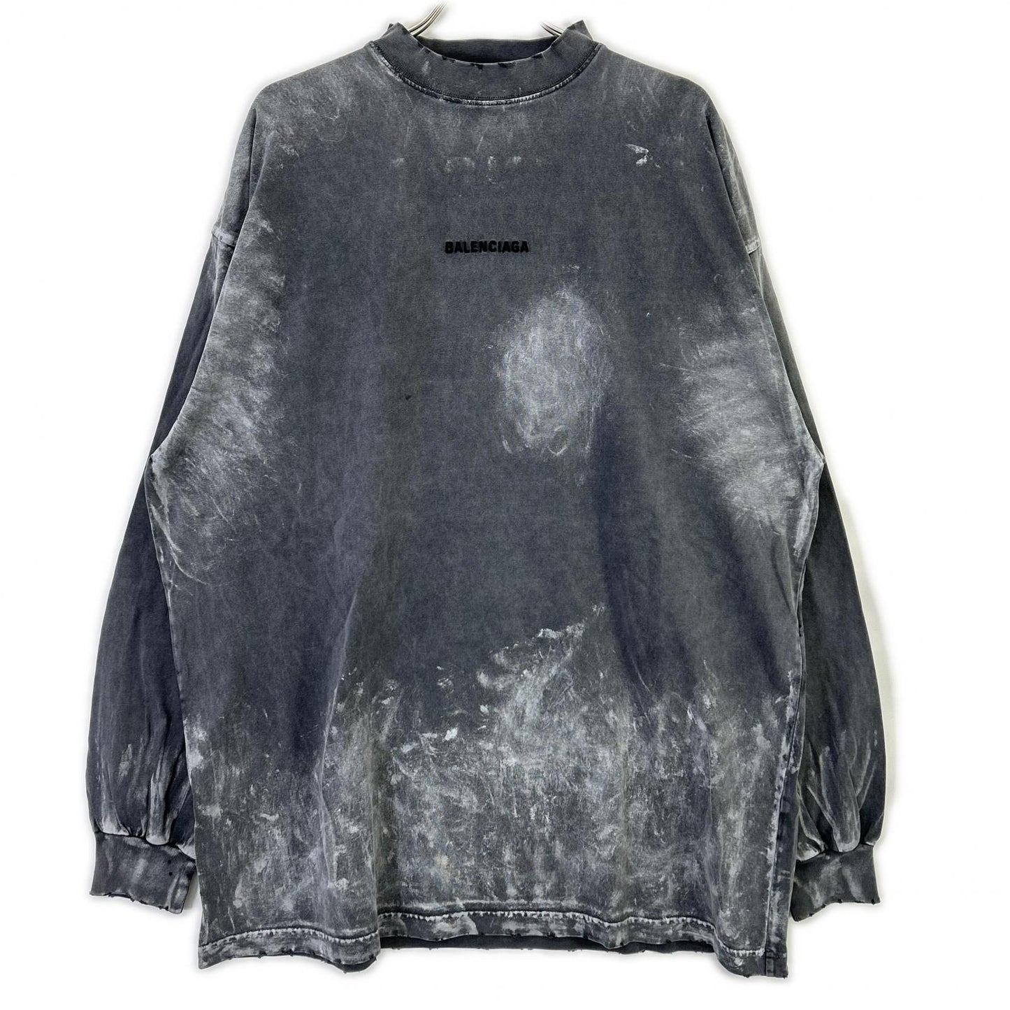 Balenciaga Back Logo Distressed Long Sleeve T-Shirt