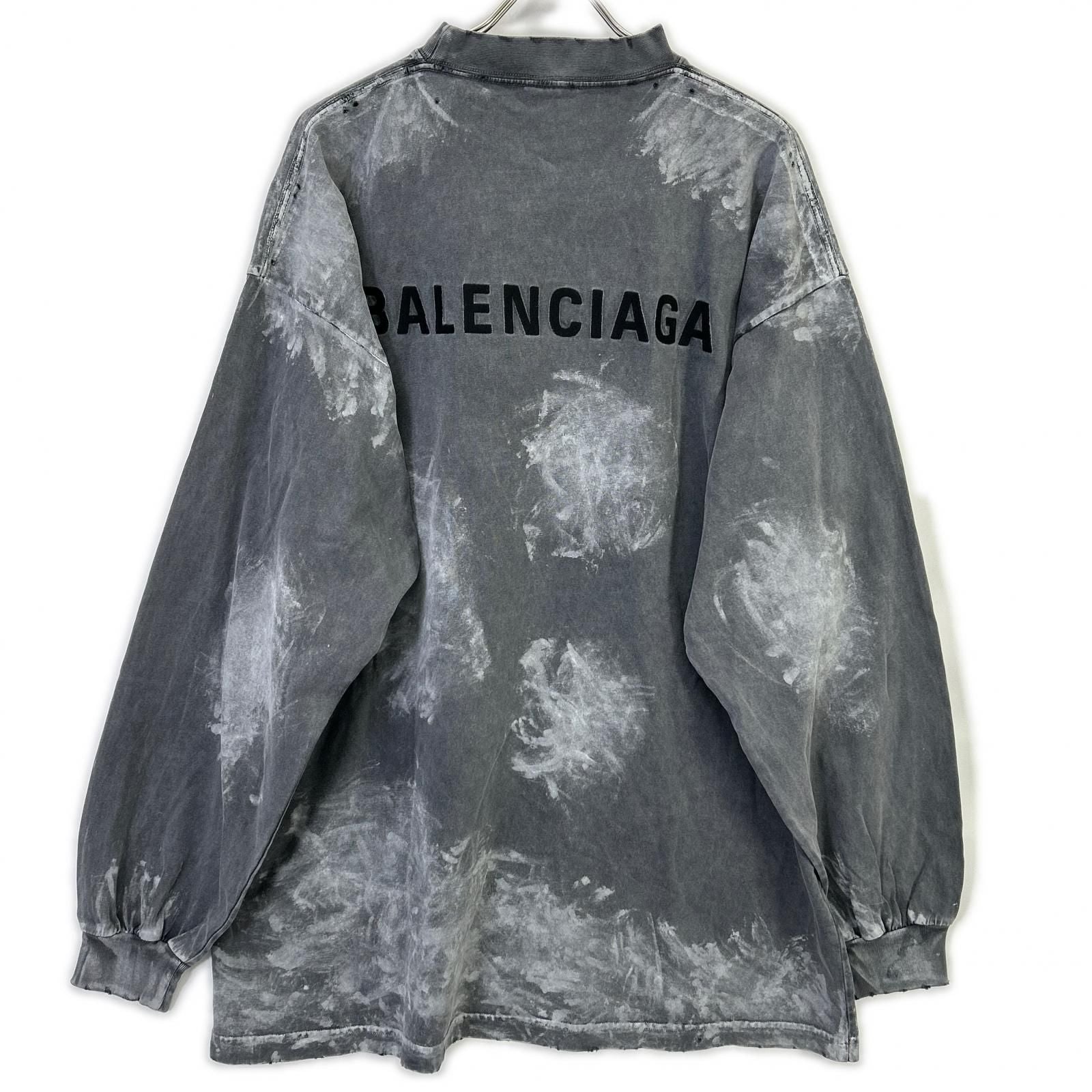 Balenciaga Back Logo Distressed Long Sleeve T-Shirt — view 2