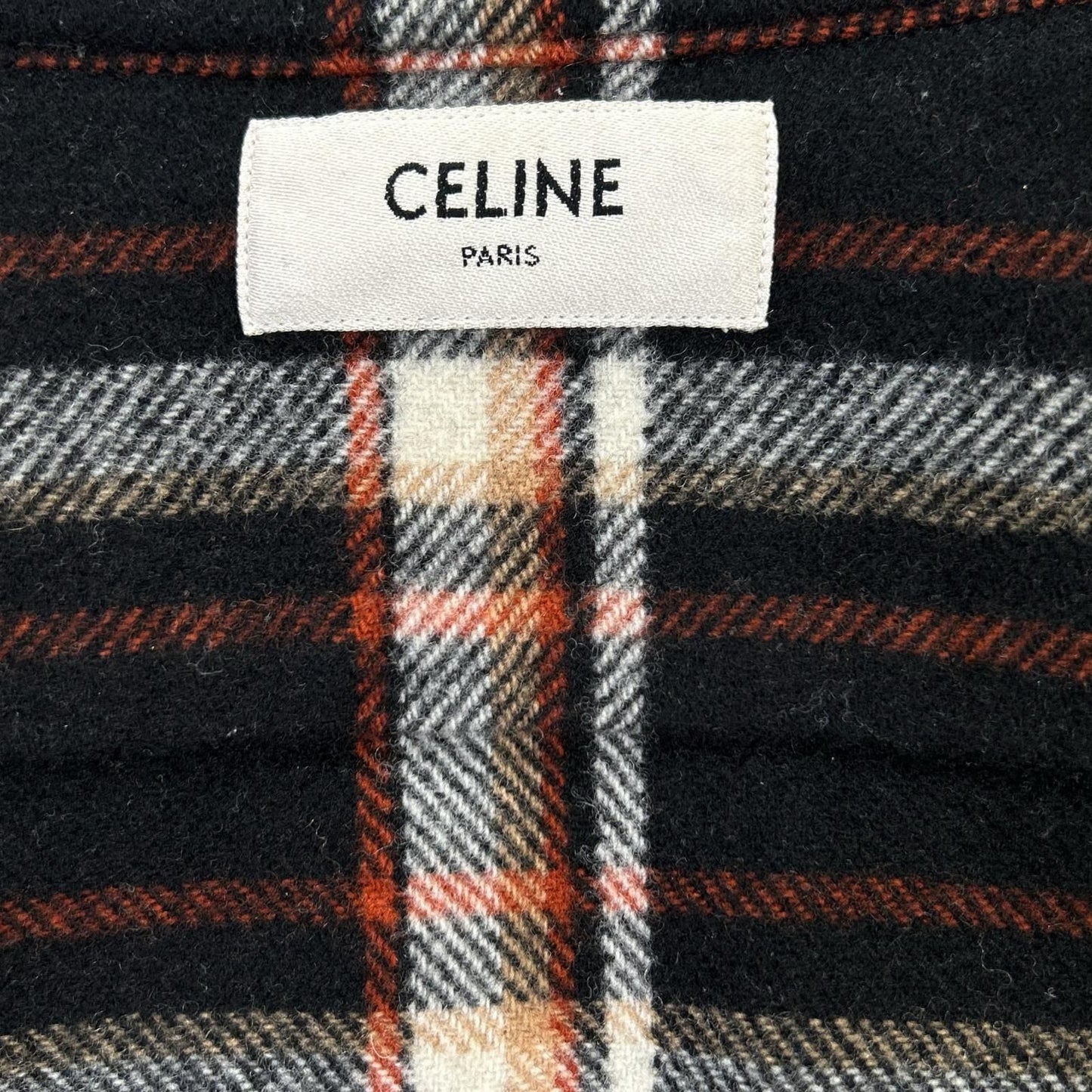 Celine Wool Twill Multicolor Check Loose Shirt 38 — view 4