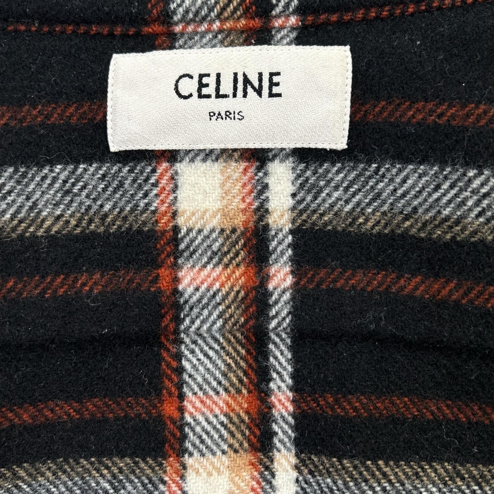 Celine Wool Twill Multicolor Check Loose Shirt 38 — view 4
