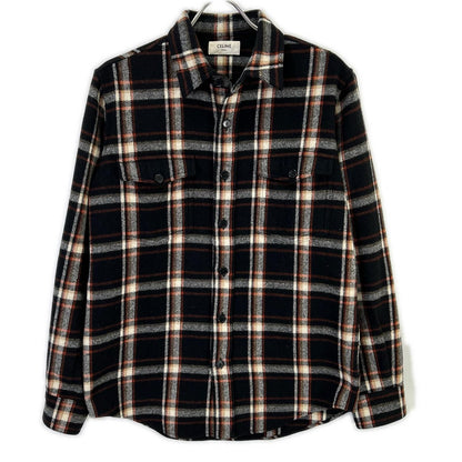 Celine Wool Twill Multicolor Check Loose Shirt 38