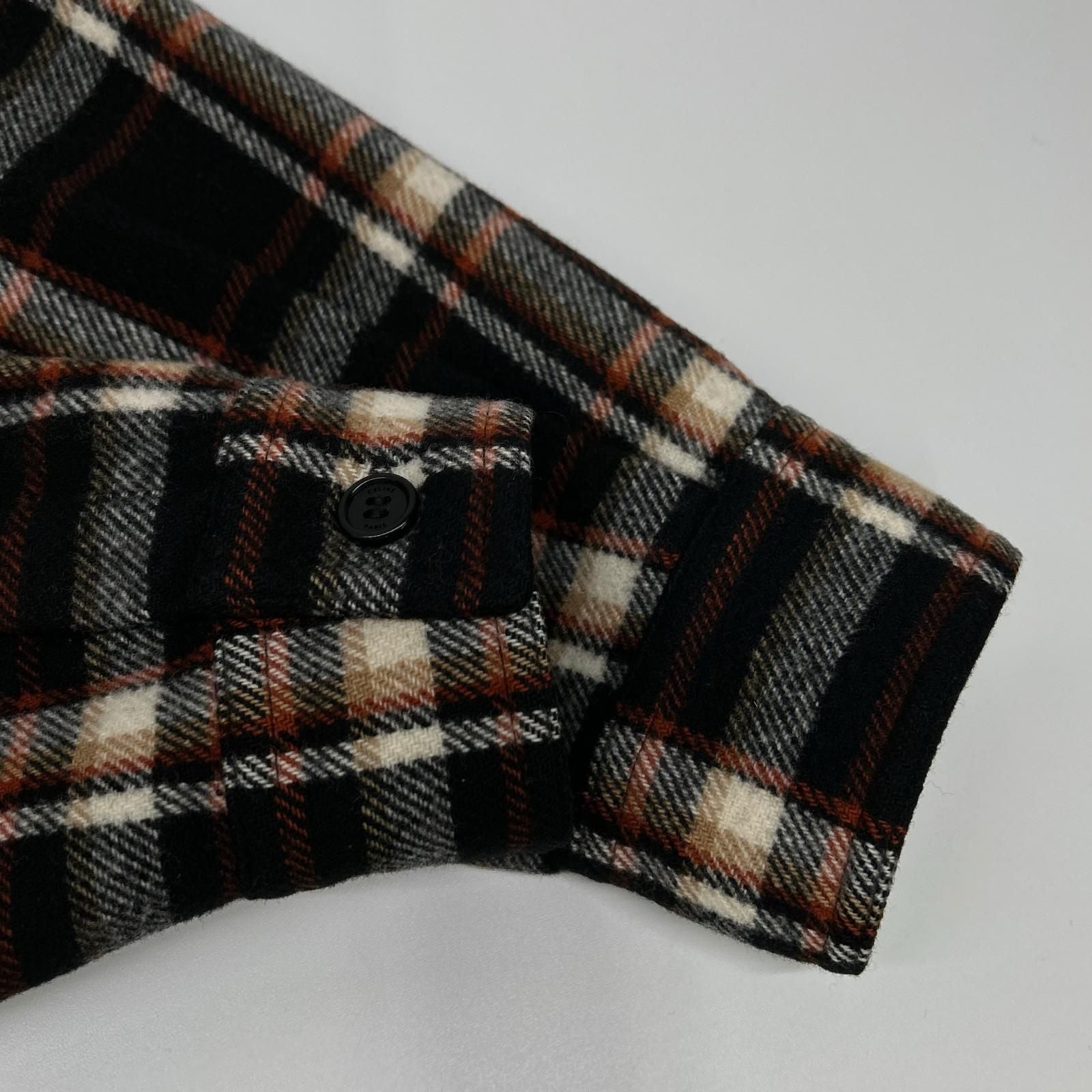 Celine Wool Twill Multicolor Check Loose Shirt 38 — view 7
