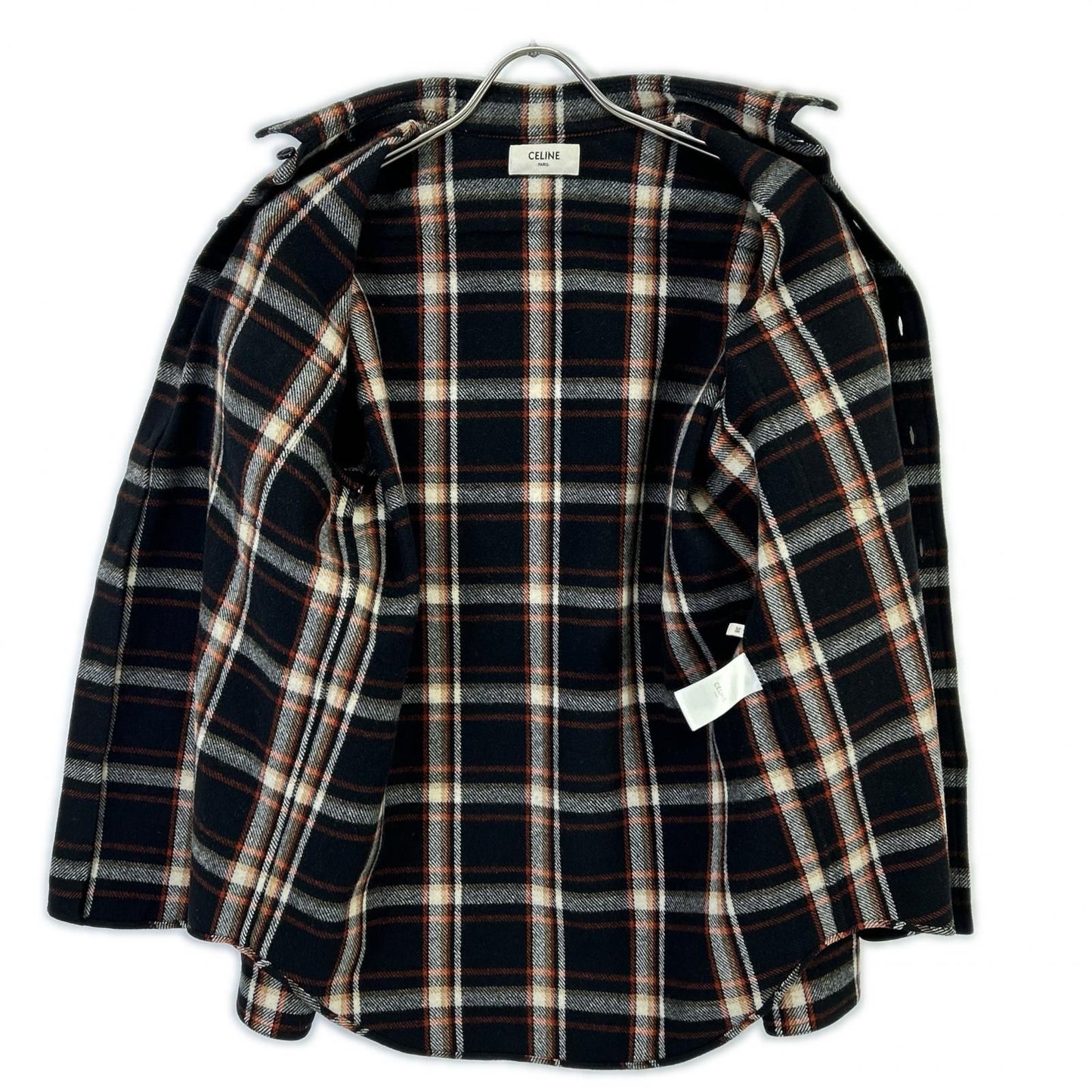 Celine Wool Twill Multicolor Check Loose Shirt 38 — view 3
