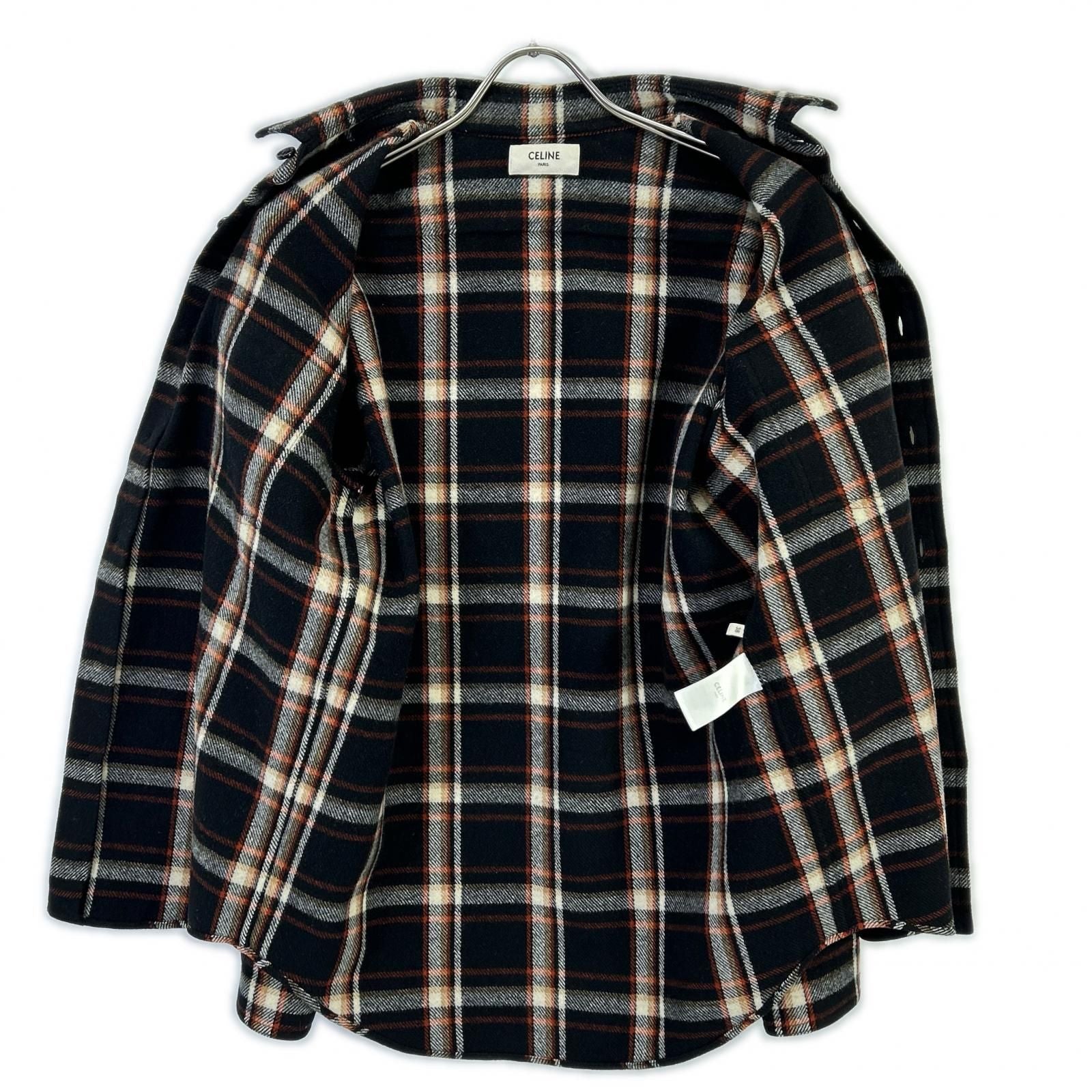 Celine Wool Twill Multicolor Check Loose Shirt 38 — view 3