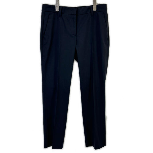 Prada Navy Virgin Wool Pleated Tapered Trousers 40 Pants