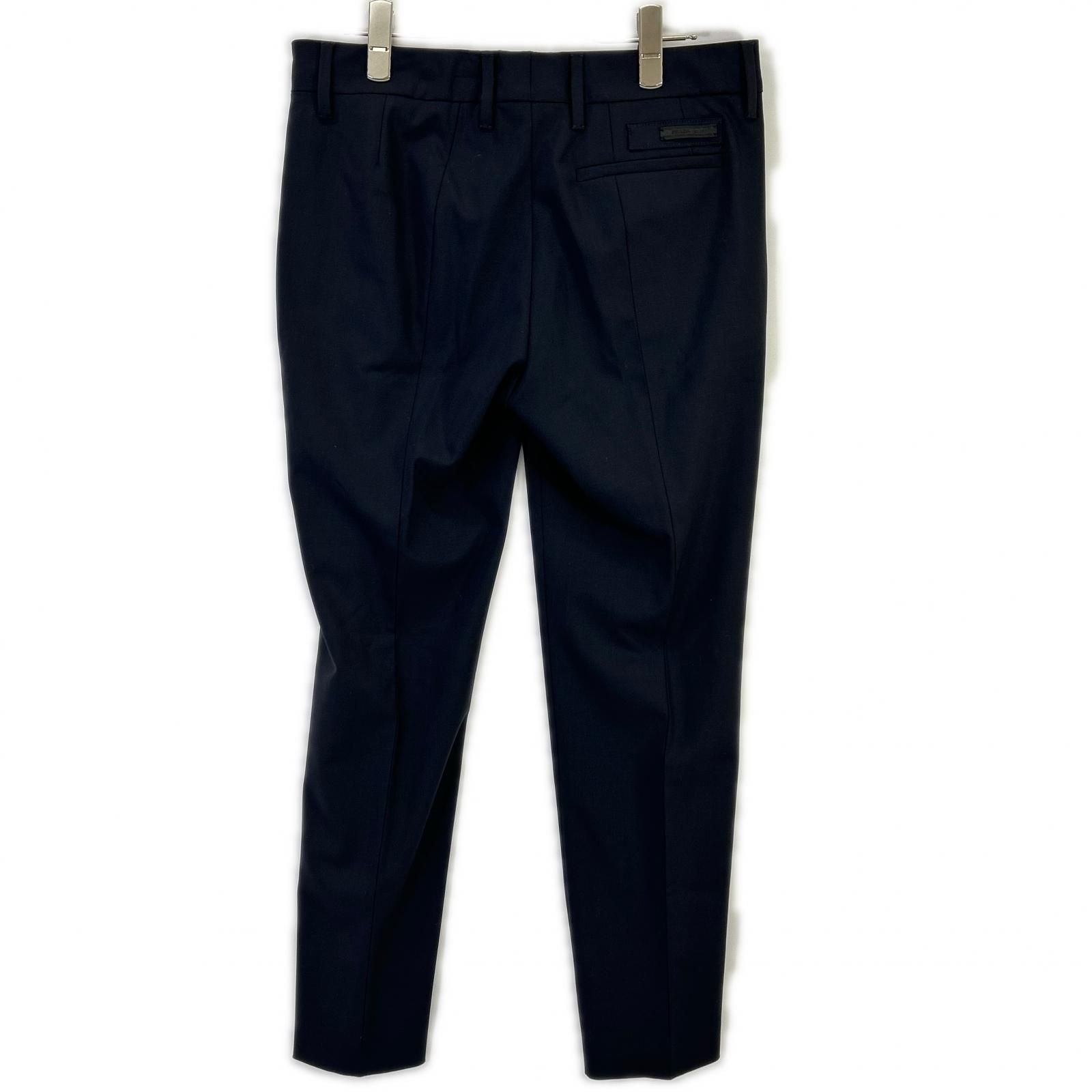 Prada Navy Virgin Wool Pleated Tapered Trousers 40 Pants — view 2