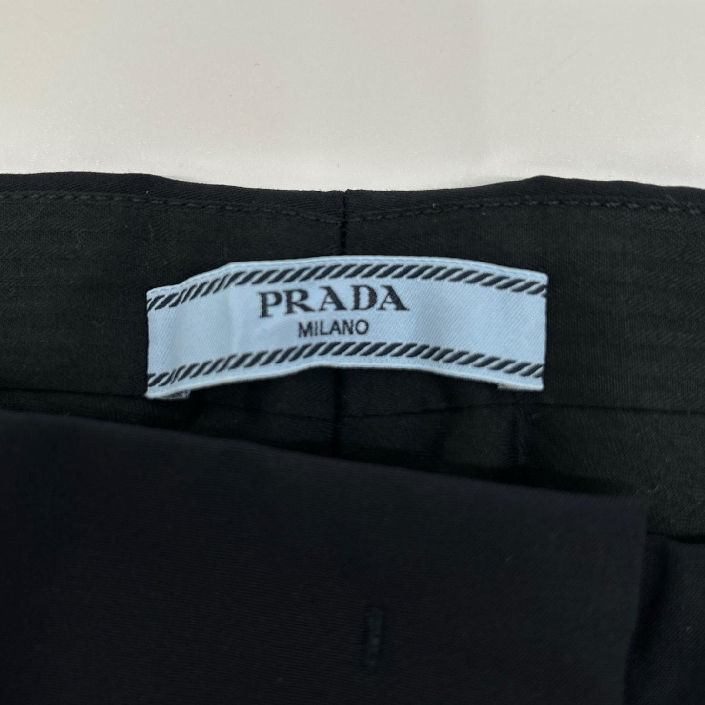 Prada Navy Virgin Wool Pleated Tapered Trousers 40 Pants — view 4