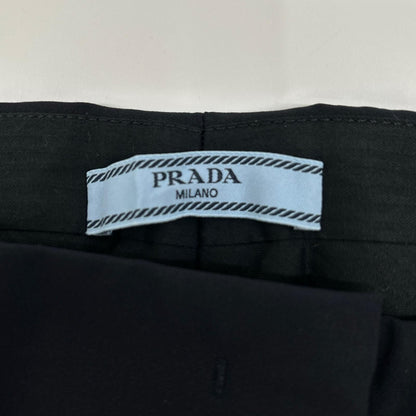 Prada Navy Virgin Wool Pleated Tapered Trousers 40 Pants — view 4
