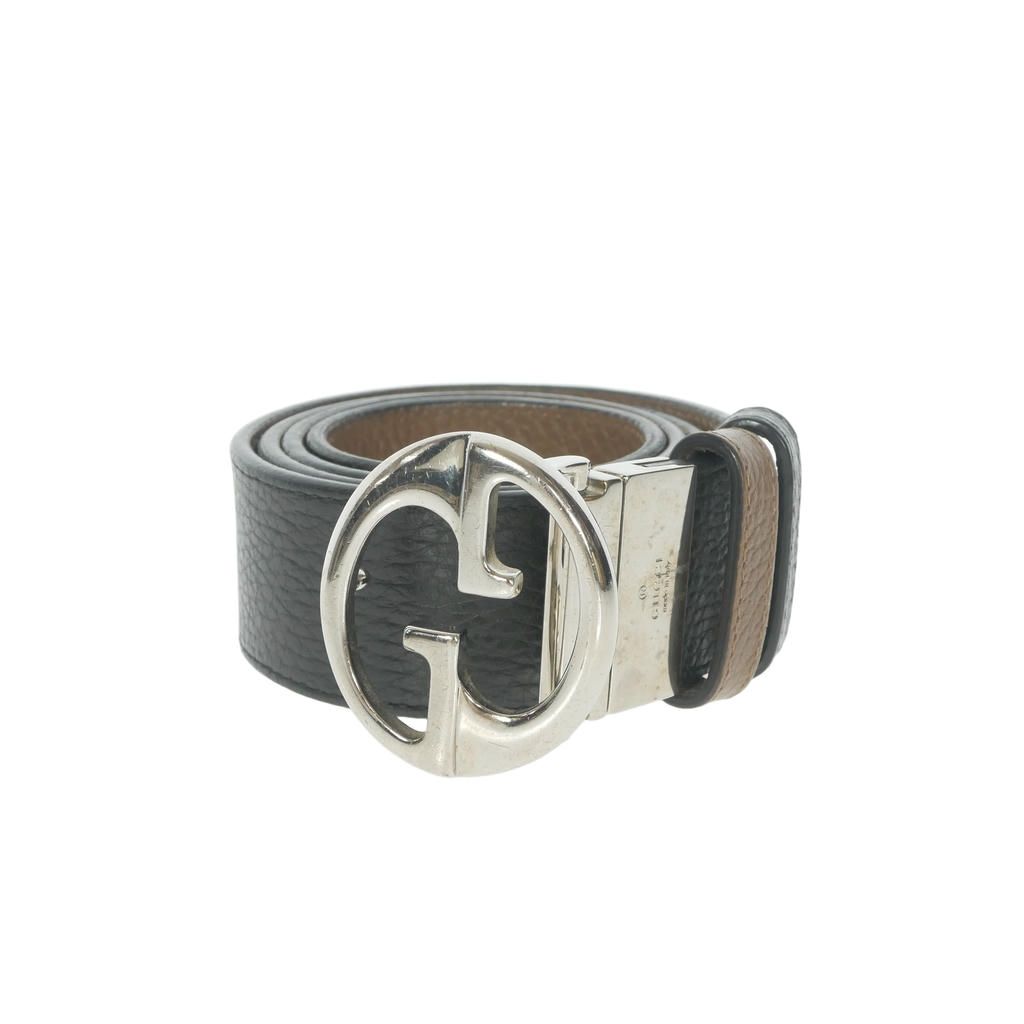 Gucci Interlocking Reversible Leather Buckle Belt 85 34 Black Brown