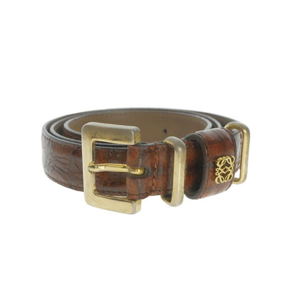 Loewe Crocodile Logo Leather Buckle Belt 75 Brown