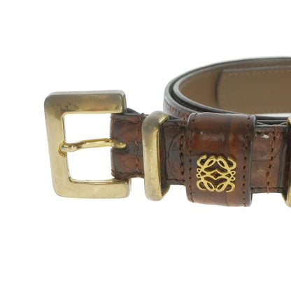 Loewe Crocodile Logo Leather Buckle Belt 75 Brown — view 2