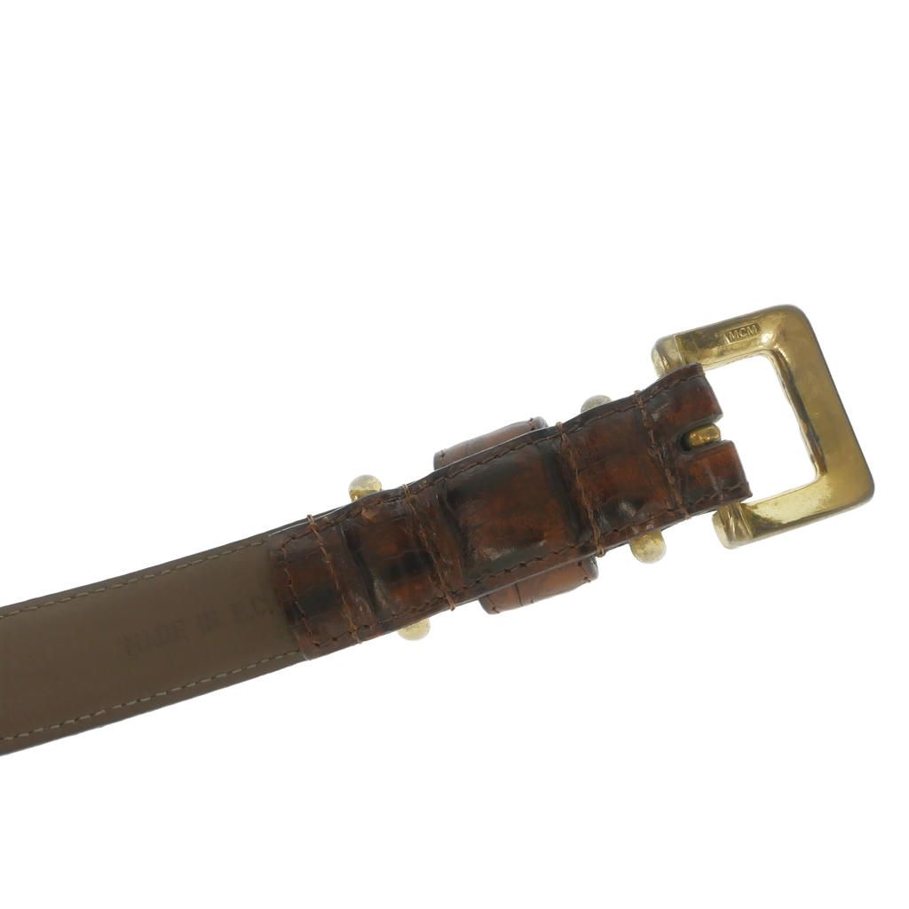 Loewe Crocodile Logo Leather Buckle Belt 75 Brown — view 3