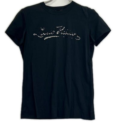 Louis Vuitton Black Sequin Logo T-Shirt XS