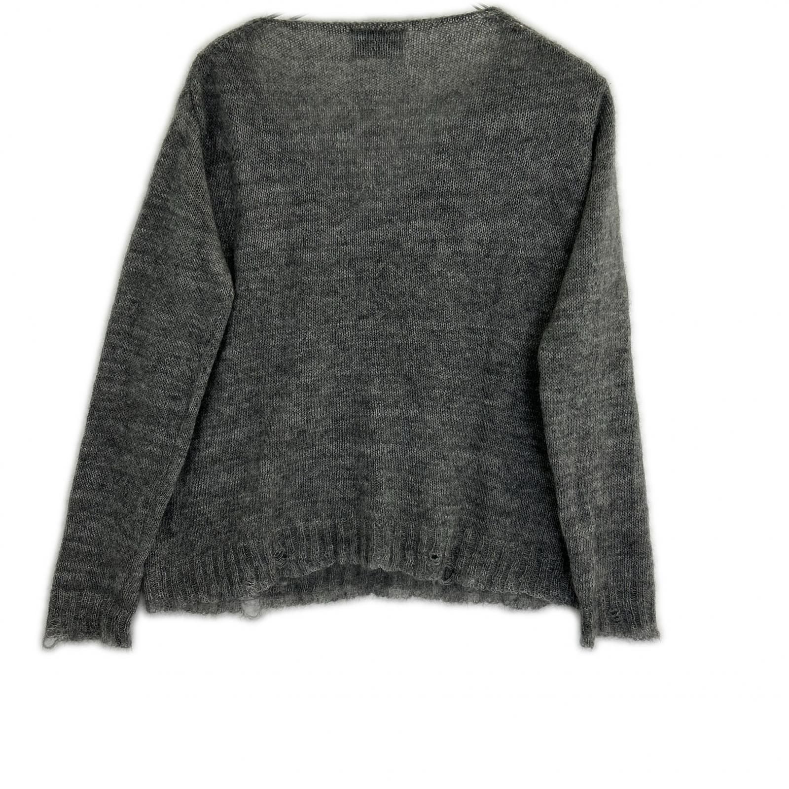 Prada Gray Mohair Distressed Knit 44 Sweater — view 2