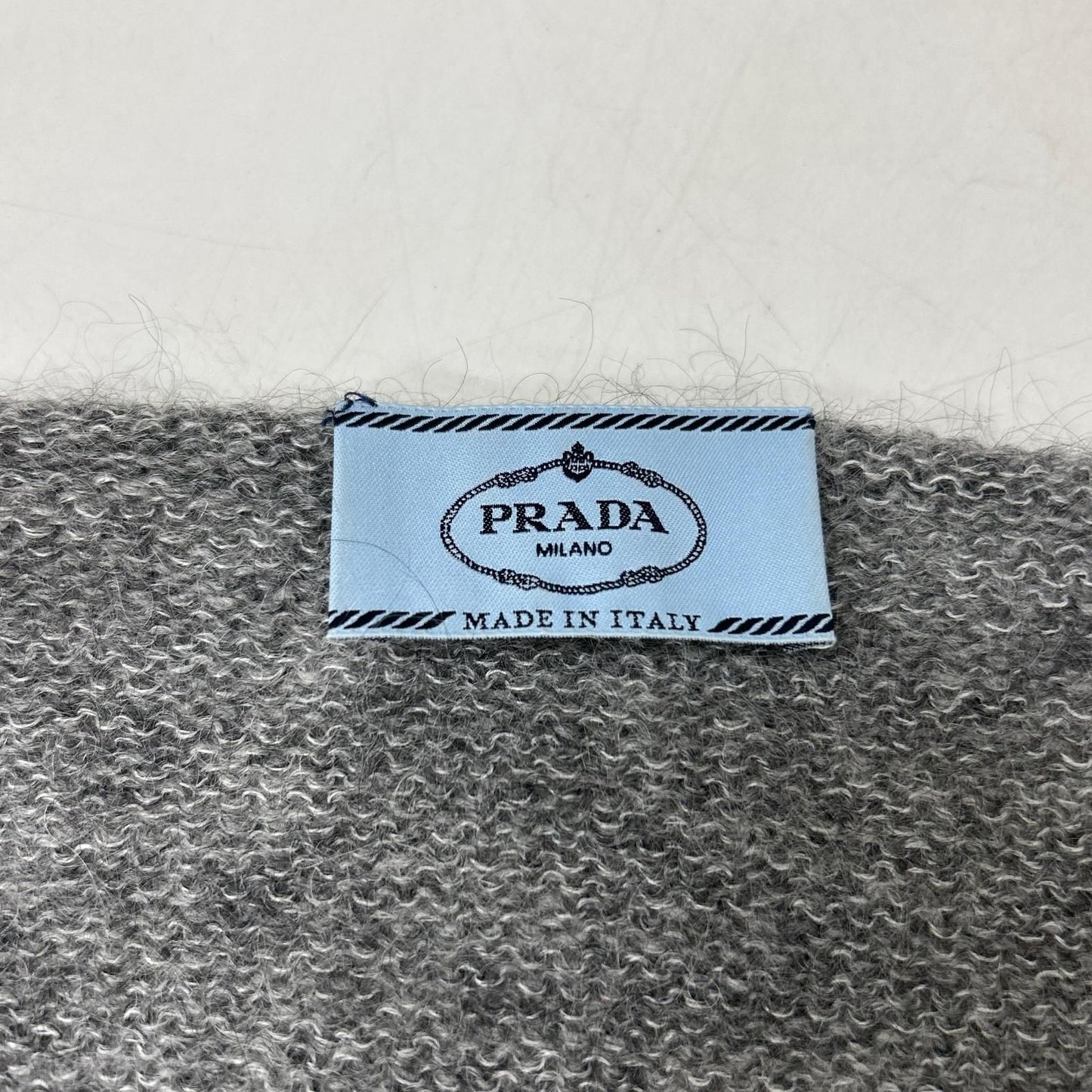Prada Gray Mohair Distressed Knit 44 Sweater — view 3