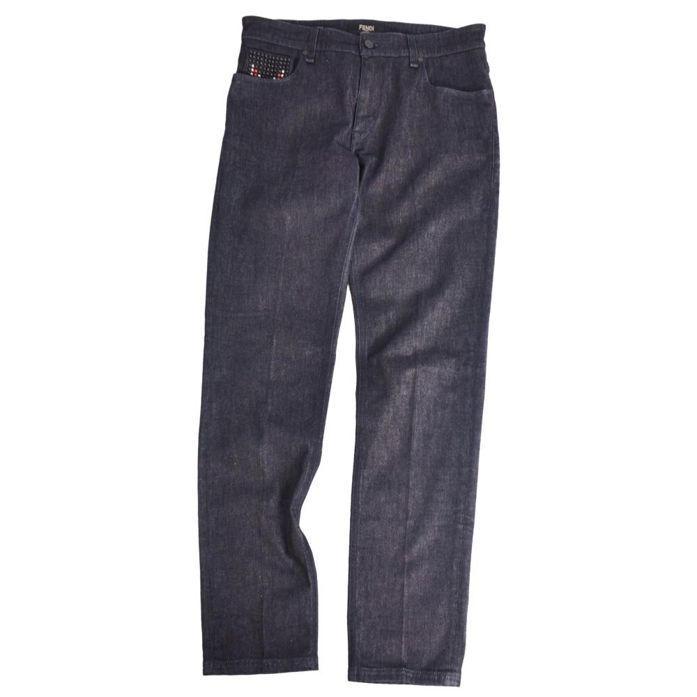 Fendi Pants Denim Bijou Decoration Cotton Bottom