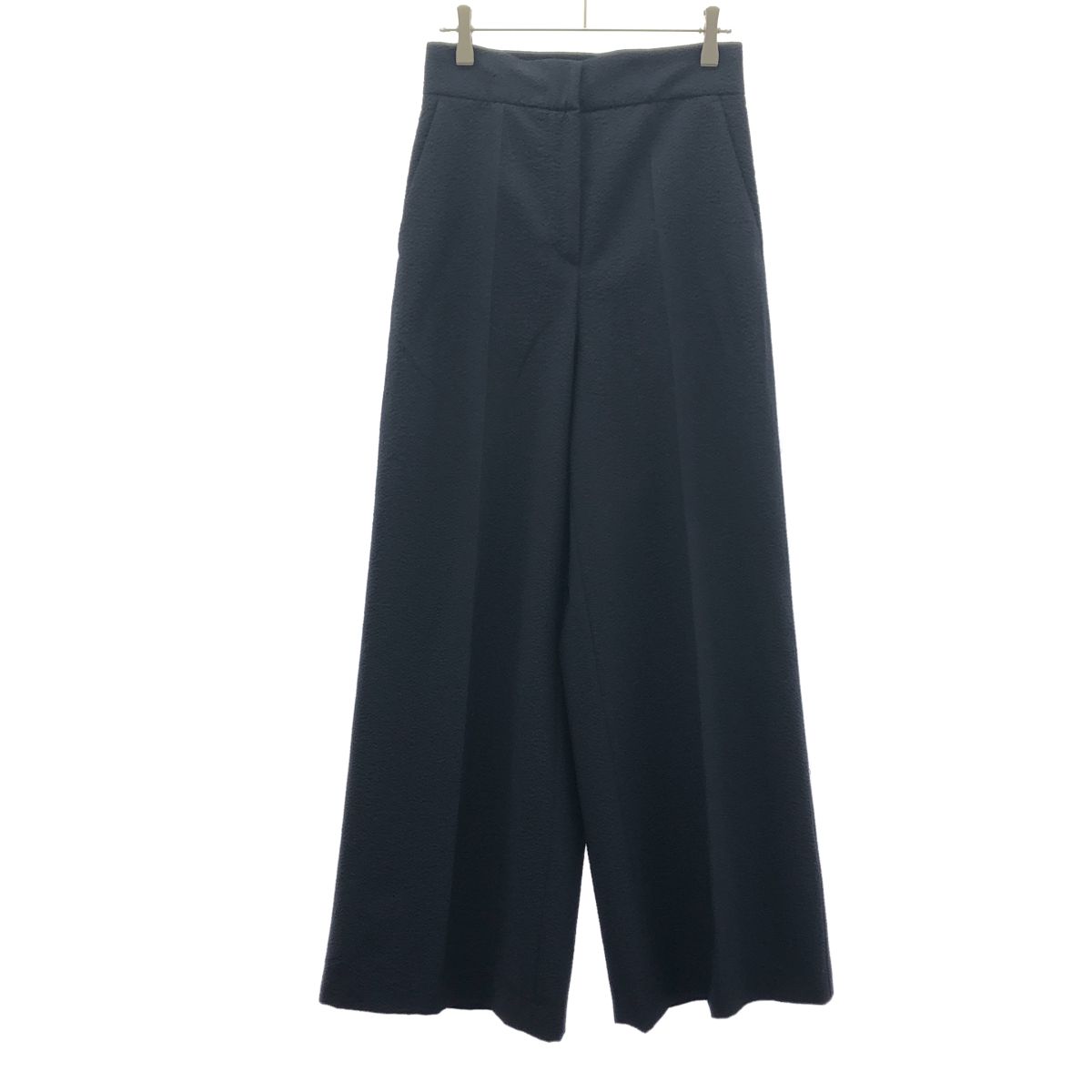 Max Mara Maxmara Seersucker Wide Trousers Pants Navy 38