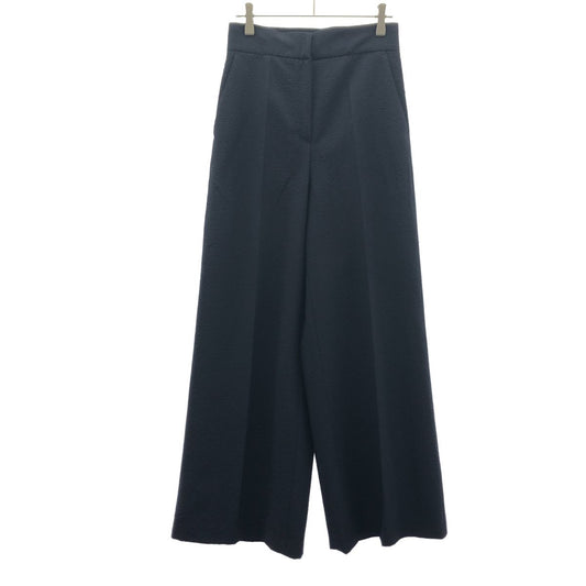 Max Mara Maxmara Seersucker Wide Trousers Pants Navy 38