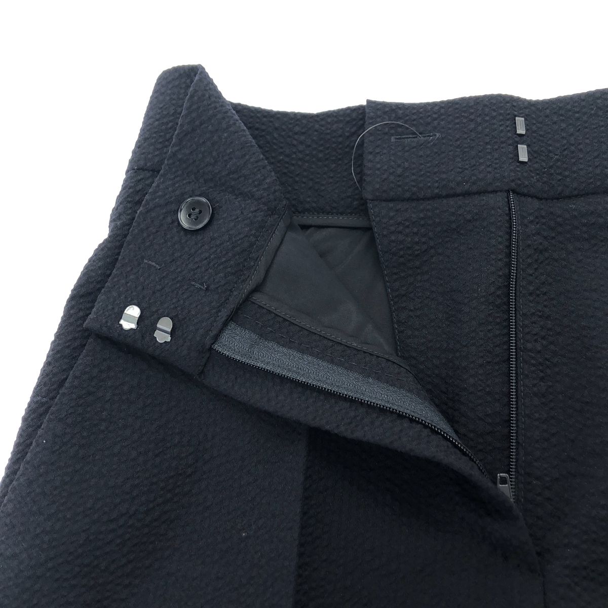Max Mara Maxmara Seersucker Wide Trousers Pants Navy 38 — view 4