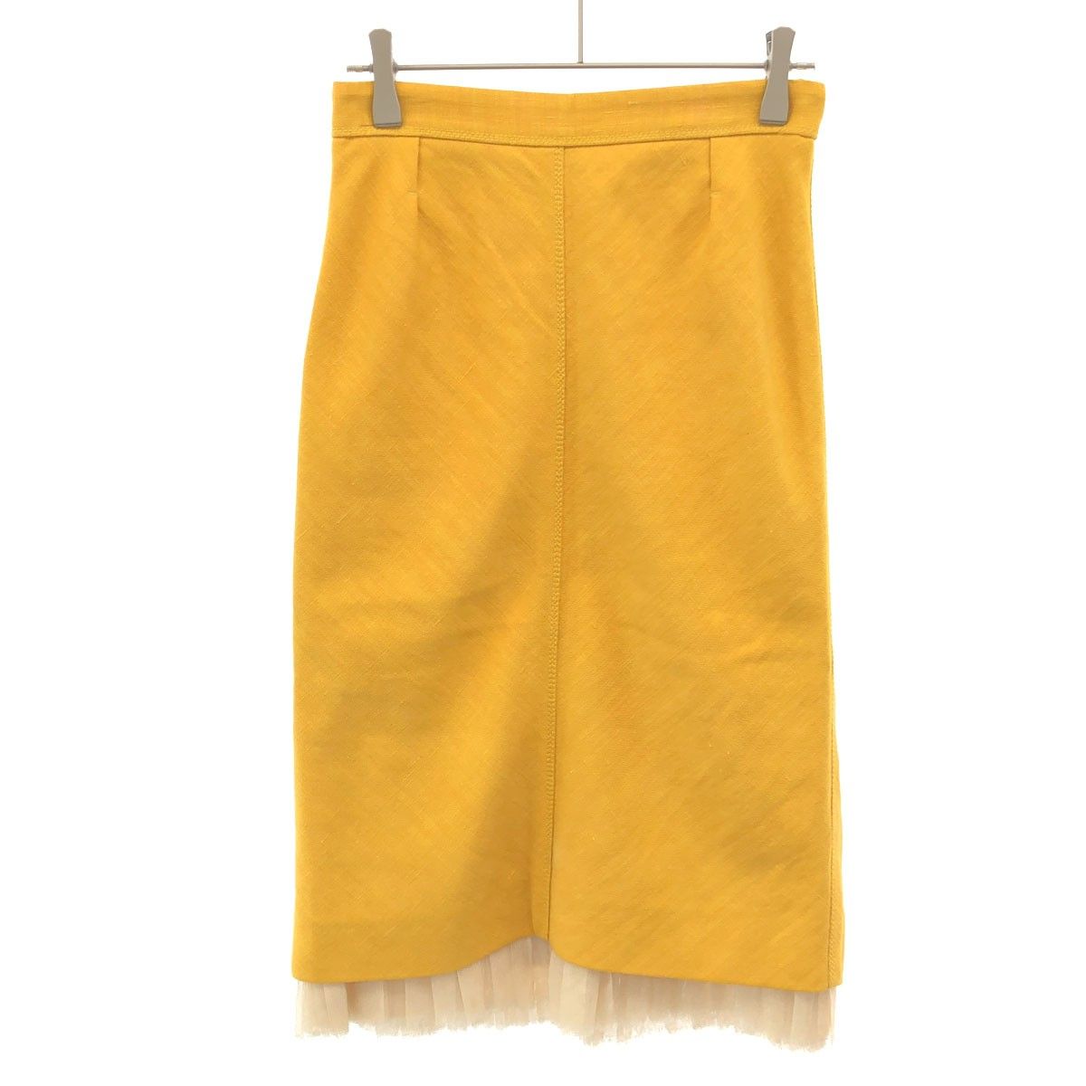 Louis Vuitton Linen Silk Layered Skirt Yellow 34