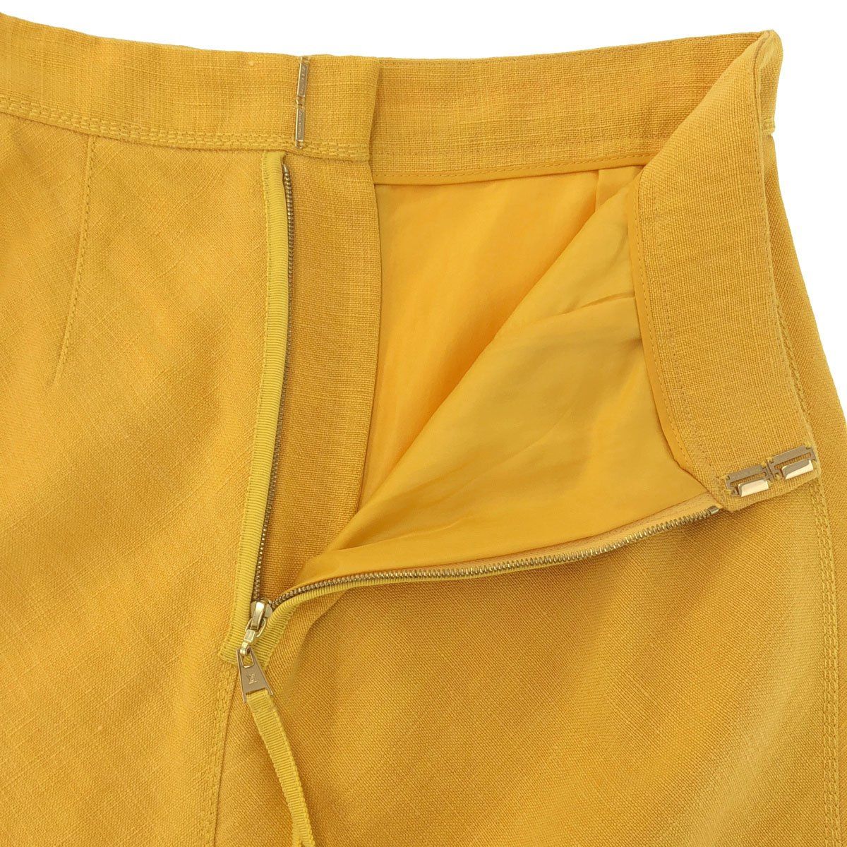 Louis Vuitton Linen Silk Layered Skirt Yellow 34 — view 4