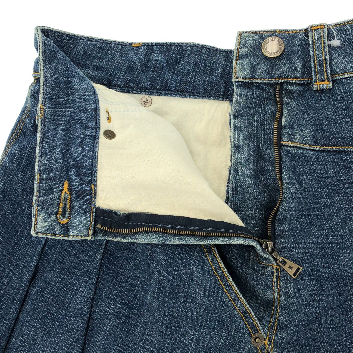 Louis Vuitton Pleated Denim Skirt Indigo Blue 34 — view 4