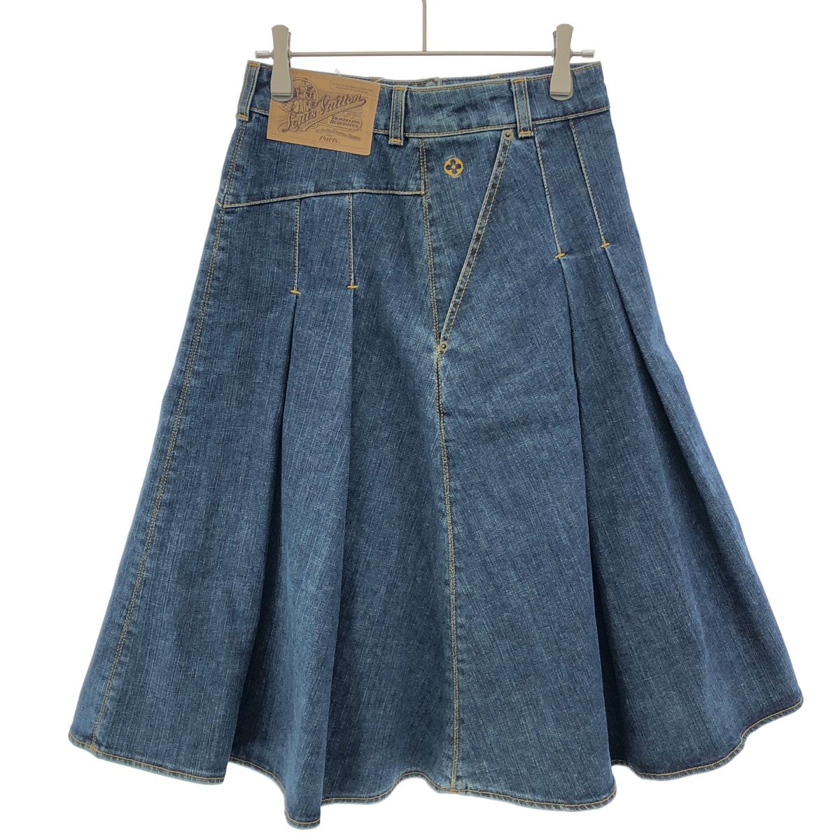 Louis Vuitton Pleated Denim Skirt Indigo Blue 34 — view 2