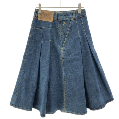 Louis Vuitton Pleated Denim Skirt Indigo Blue 34 — view 2