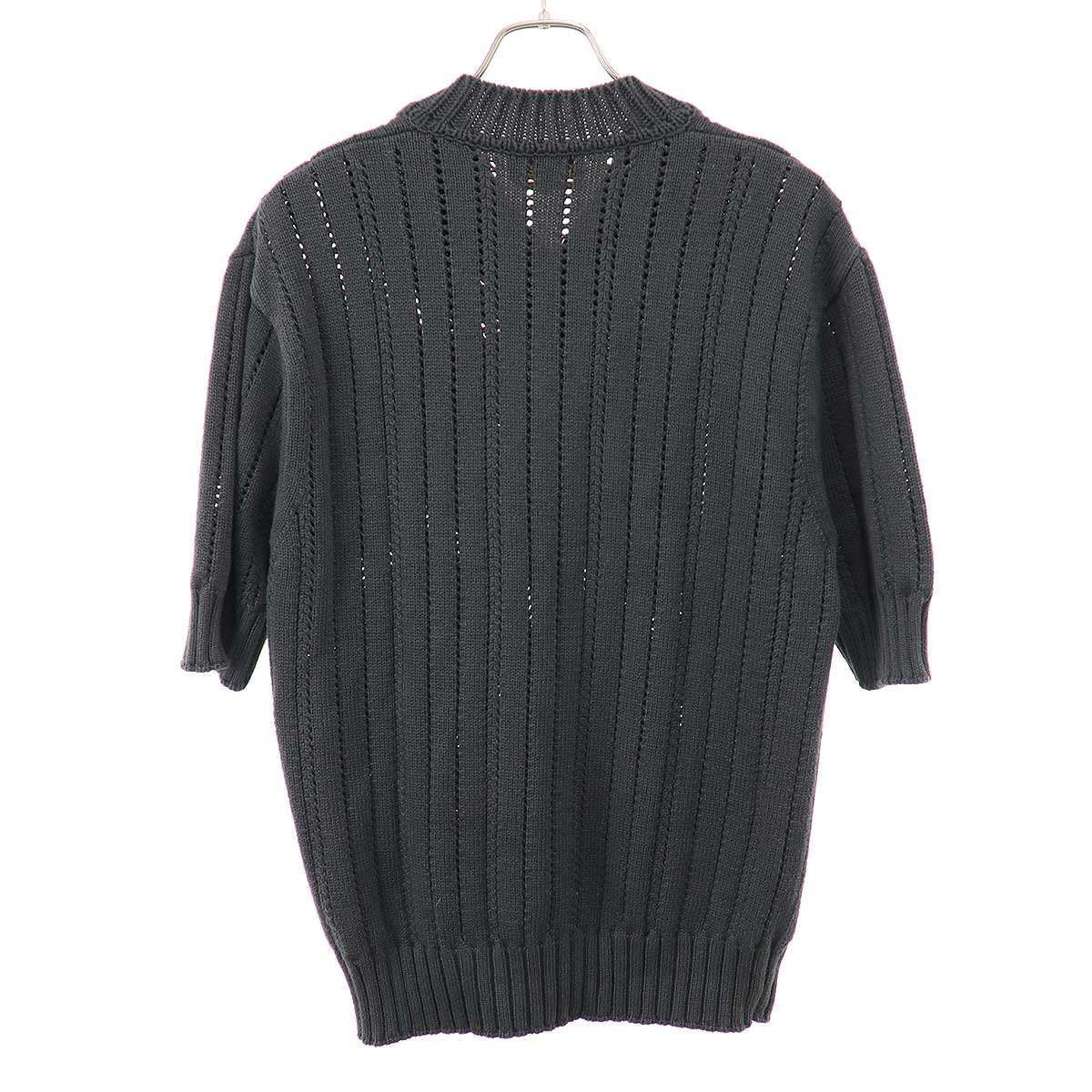 Hermes Neck Short Sleeve Knit Sweater Charcoal XS — view 2
