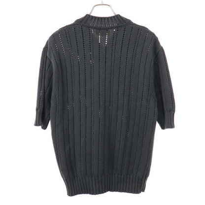Hermes Neck Short Sleeve Knit Sweater Charcoal XS — view 2