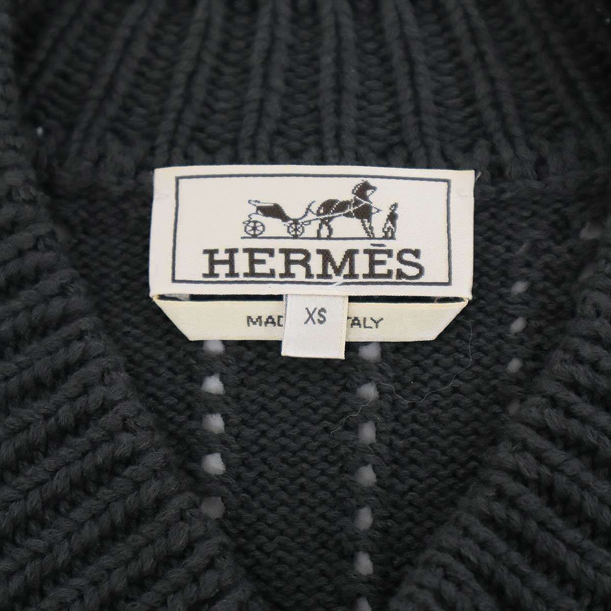 Hermes Neck Short Sleeve Knit Sweater Charcoal XS — view 3