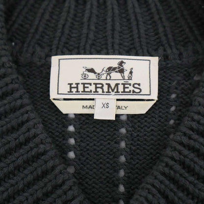 Hermes Neck Short Sleeve Knit Sweater Charcoal XS — view 3