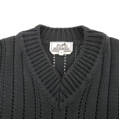 Hermes Neck Short Sleeve Knit Sweater Charcoal XS — view 4