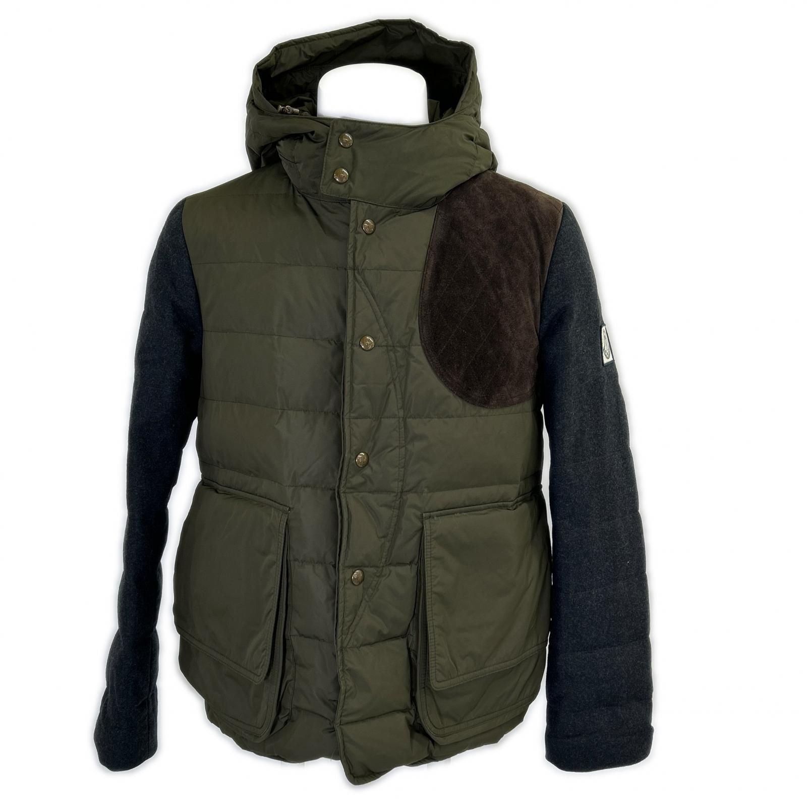 Moncler Gamme Blue Gum Arm Contrast Partial Suede Hoodie Down