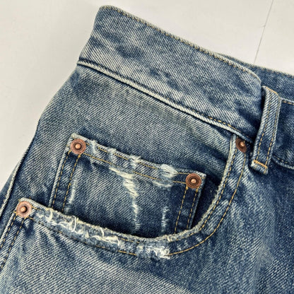 Saint Laurent Paris Washed Distressed Denim Pants 27 — view 7