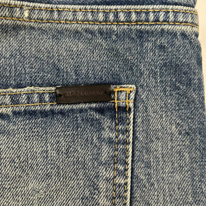 Saint Laurent Paris Washed Distressed Denim Pants 27 — view 8