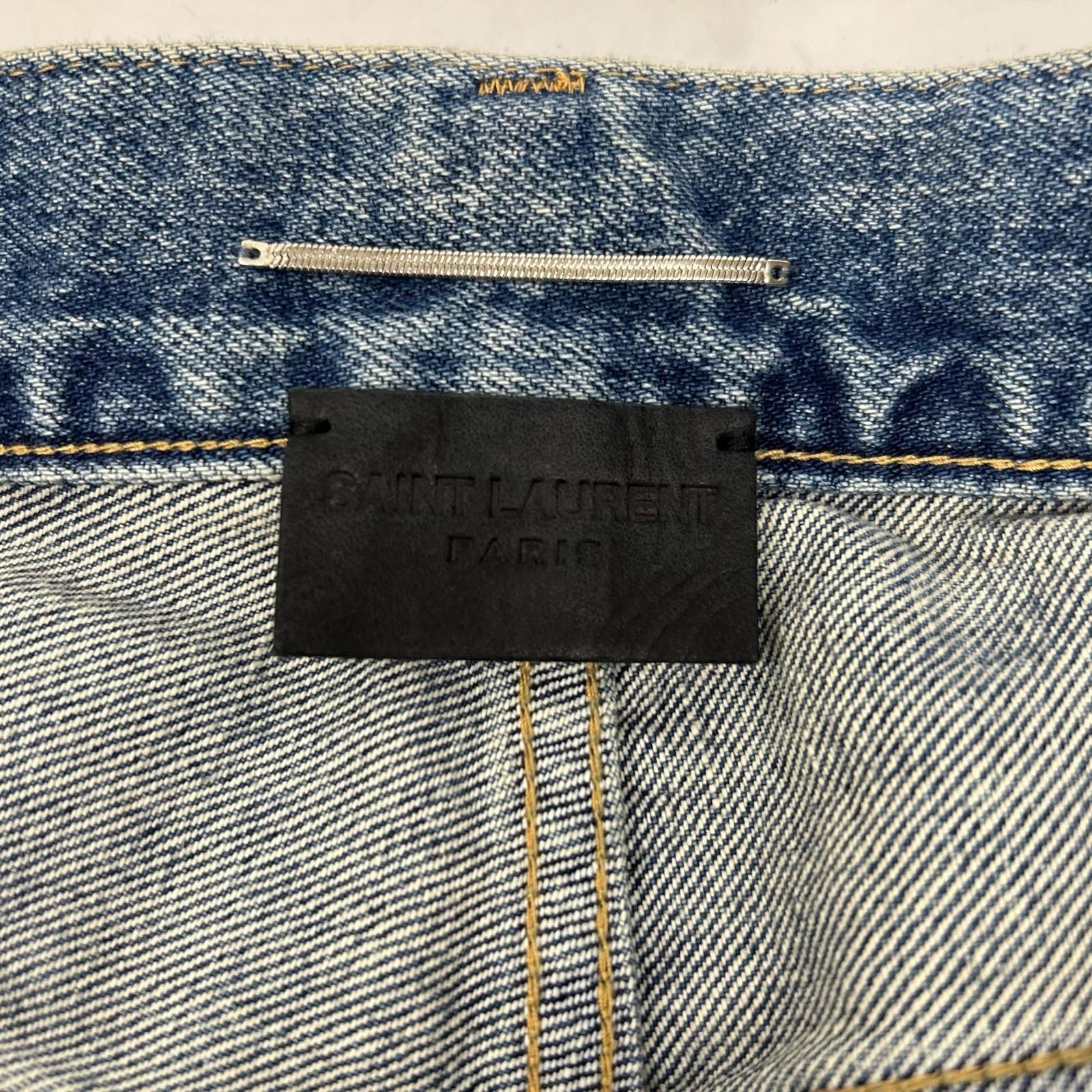 Saint Laurent Paris Washed Distressed Denim Pants 27 — view 3