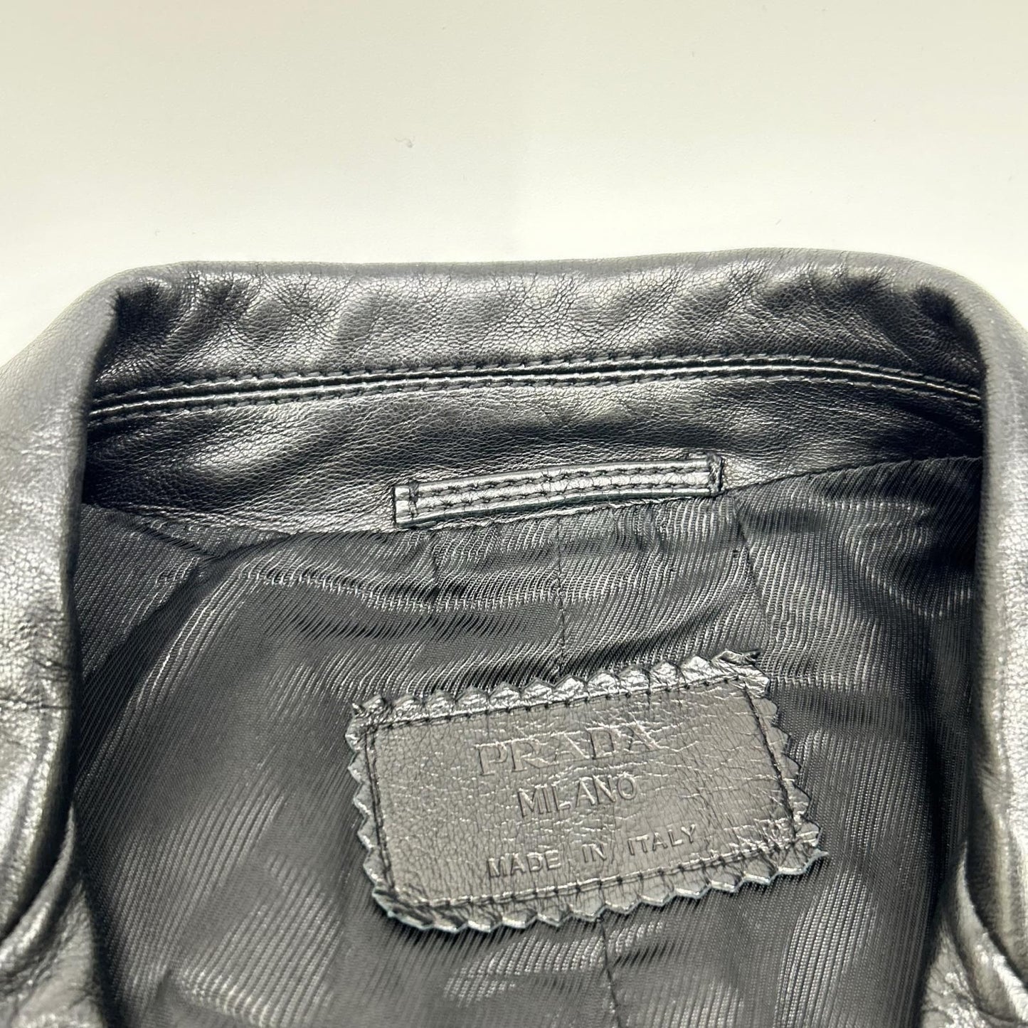 Prada Black Leather Center Vent Tailored Jacket 50 — view 8