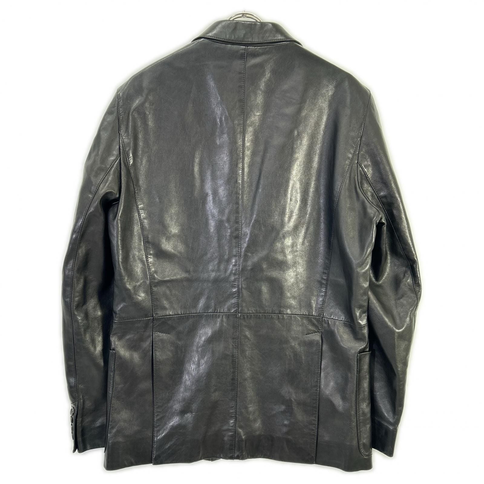 Prada Black Leather Center Vent Tailored Jacket 50 — view 2