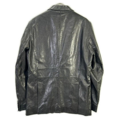 Prada Black Leather Center Vent Tailored Jacket 50 — view 2