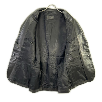 Prada Black Leather Center Vent Tailored Jacket 50 — view 3