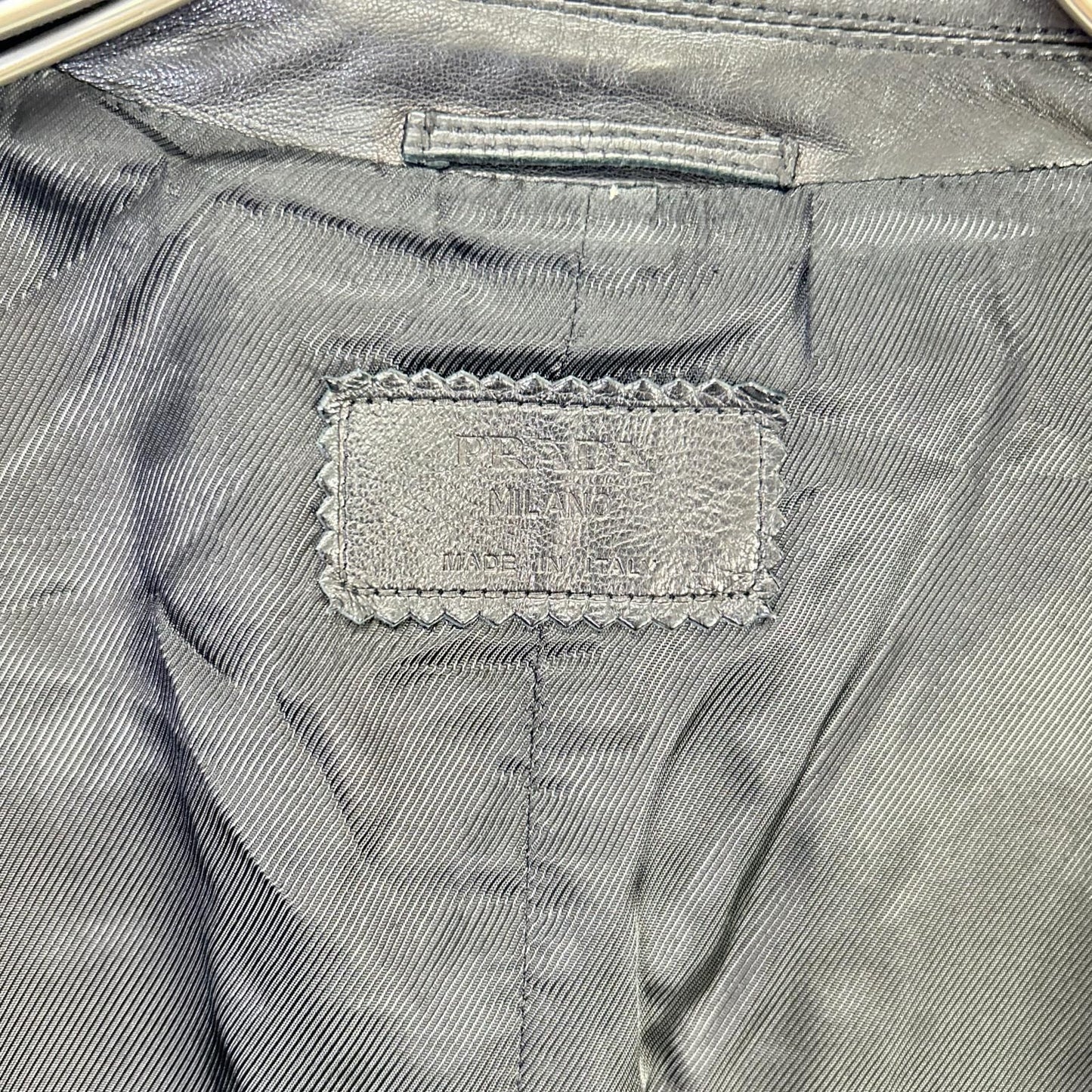 Prada Black Leather Center Vent Tailored Jacket 50 — view 4