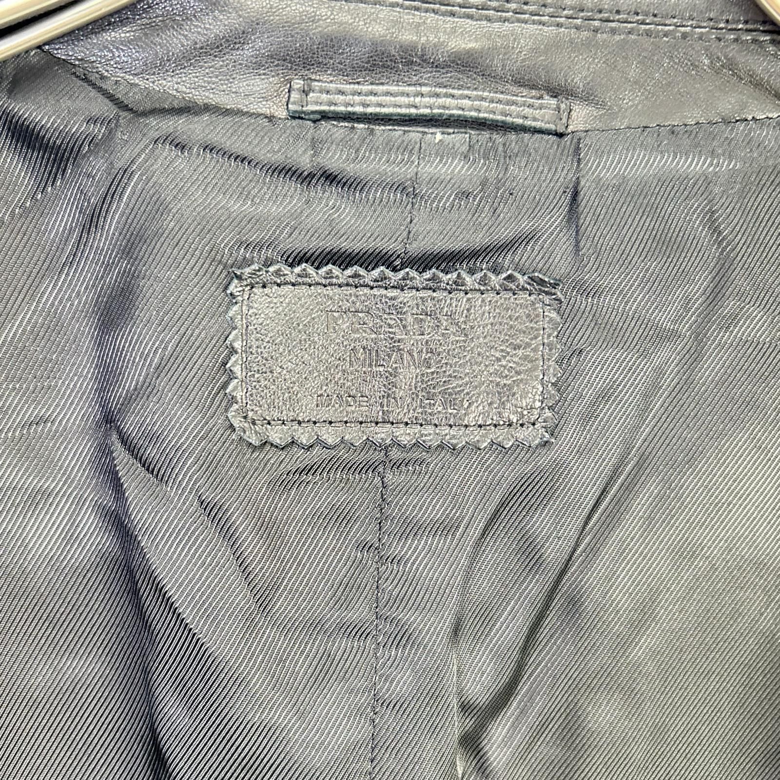 Prada Black Leather Center Vent Tailored Jacket 50 — view 4