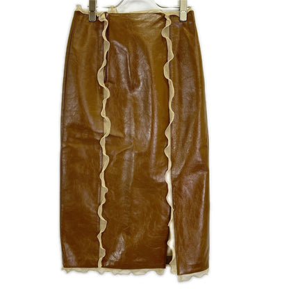 Fendi Brown Leather Skirt 38 — view 2