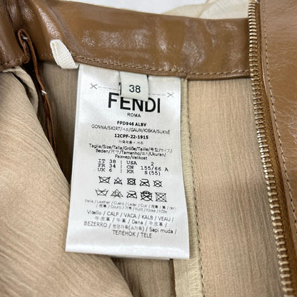Fendi Brown Leather Skirt 38 — view 5