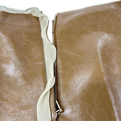 Fendi Brown Leather Skirt 38 — view 3