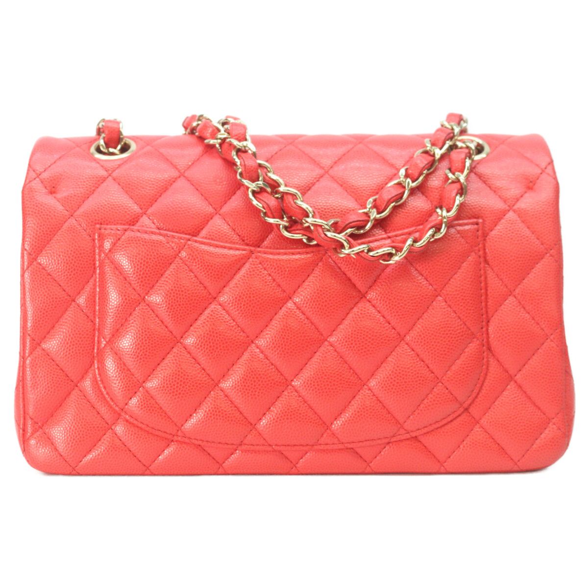 Chanel Red Caviar Gold Quilted 23 Shoulder — view 3