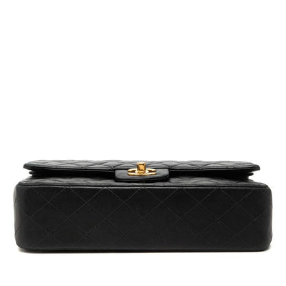 Chanel CC Logo Quilted 25 Double Flap Chain Shoulder Bag Navy Lambskin — view 3