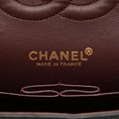 Chanel CC Logo Quilted 25 Double Flap Chain Shoulder Bag Navy Lambskin — view 5