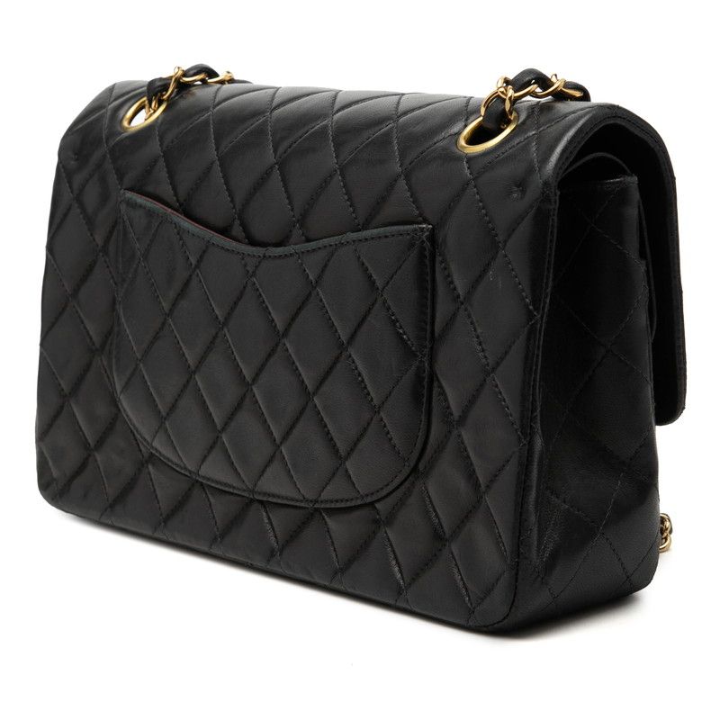 Chanel CC Logo Quilted 25 Double Flap Chain Shoulder Bag Navy Lambskin — view 2
